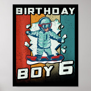 Affiche Kids Snowboard 6e anniversaire Boy 6 Snowboard 6e