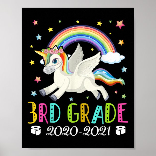 Affiche Kids Third Grade 2020 Quarantine Cute Unicorn  (Devant)