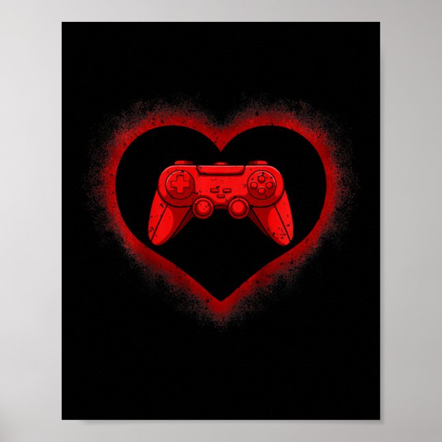 Affiche Kids Video-game Controller Heart Valentines Day Co (Devant)
