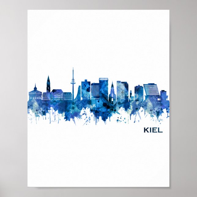 Affiche Kiel Allemagne Skyline Blue (Devant)