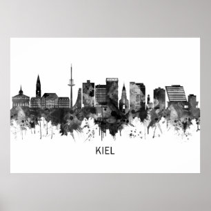 Affiche Kiel Germany Skyline BW