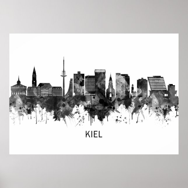 Affiche Kiel Germany Skyline BW (Devant)