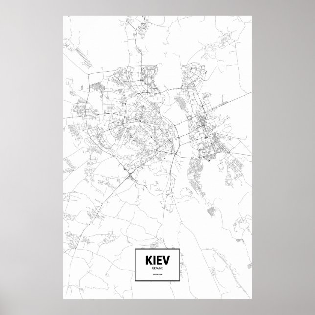 Affiche Kiev, Ukraine (noir sur blanc) (Devant)