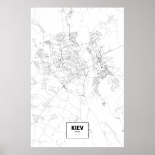 Affiche Kiev, Ukraine (noir sur le blanc)