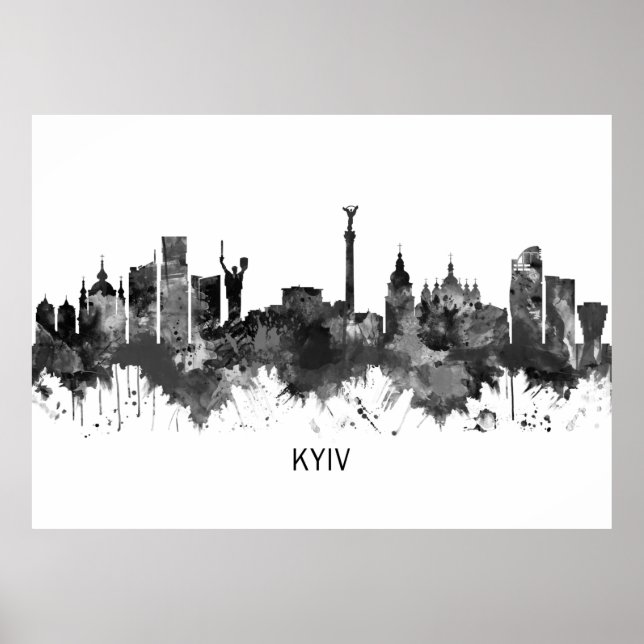 Affiche Kiev Ukraine Skyline BW (Devant)