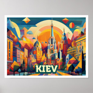 Affiche Kiev Ukraine Voyage artistique coloré