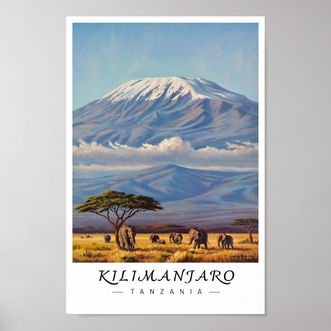 Affiche Kilimanjaro Tanzania Wall Art, African Mountain (Devant)