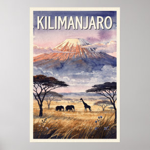 Affiche Kilimanjaro Tanzanie Voyage Rétro