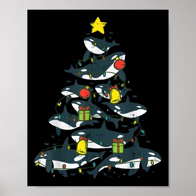 Affiche Killer Whales Christmas Tree Xmas Orca Women Men B (Devant)