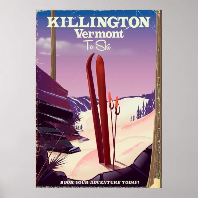 Affiche Killington, Vermont Ski imprimé voyage. (Devant)
