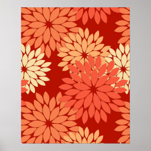 Affiche Kimono Floral Moderne Impression, Mandarin Orange