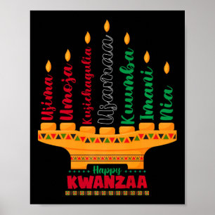 Affiche Kinara Sept Bougies Principes De Kwanzaa Happy K
