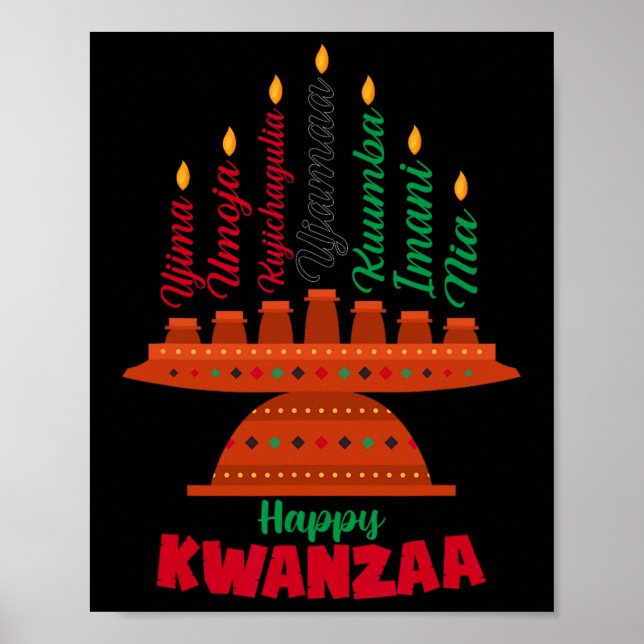 Affiche Kinara Sept Bougies Principes De Kwanzaa Happy K (Devant)