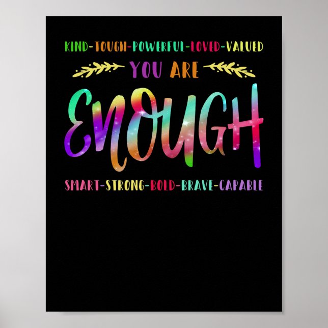 Affiche Kind Tough Powerful Loved Valued You Are Enough (Devant)