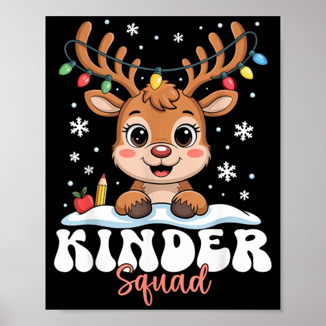 Affiche Kinder Squad Reindeer Christmas Lights Cute Winter (Devant)