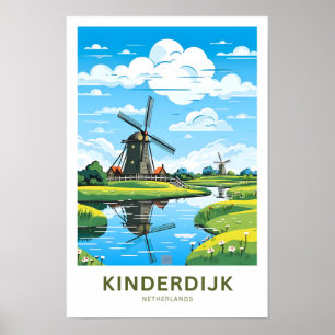Affiche Kinderdijk Pays-Bas Island Travel Print