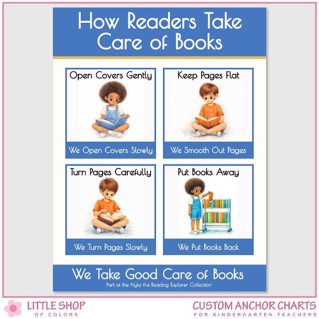 Affiche Kindergarten Book Care Teacher Anchor Chart (Créateur téléchargé)
