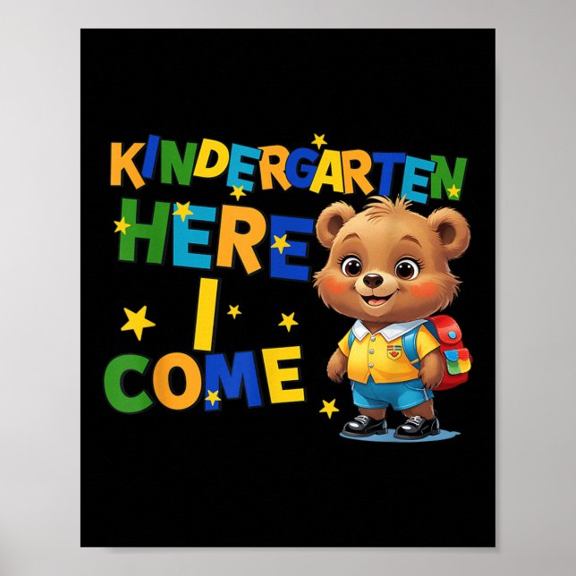 Affiche Kindergarten Here I Come, Back To School Baby Bear (Devant)