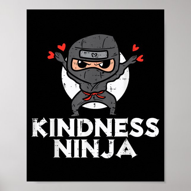 Affiche Kindness Ninja Funny Kids Anti Bullying Day Orange (Devant)