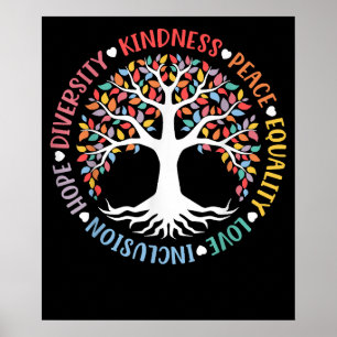 Affiche Kindness Paix Égalité Amour Inclusion Diversité