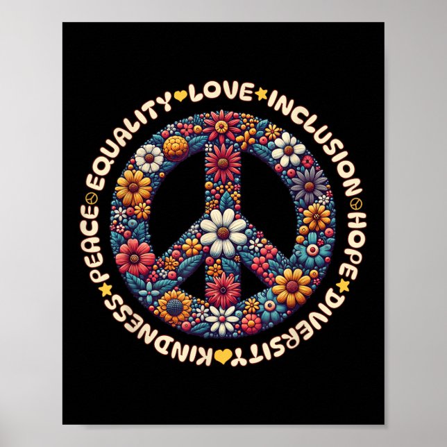 Affiche Kindness Peace Equality Love Inclusion Hope Divers (Devant)