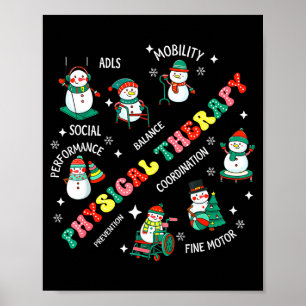 Affiche Kinésithérapie Bonhomme de neige de Noël Pt Physiq