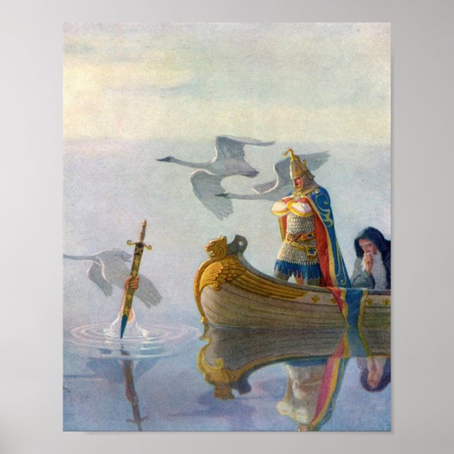 Affiche King Arthur & Excalibur, c. 1922 par N.C Wyeth (Devant)
