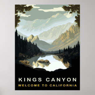 Affiche King Canyon, Californie, Vintage voyage