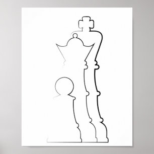 Affiche King queen and pawn line art