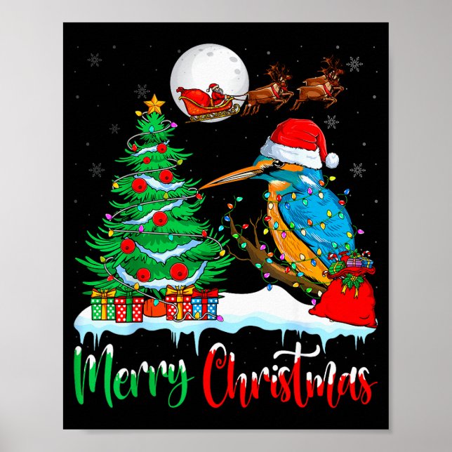 Affiche Kingfisher Santa Hat Xmas Tree Merry Christmas Kin (Devant)