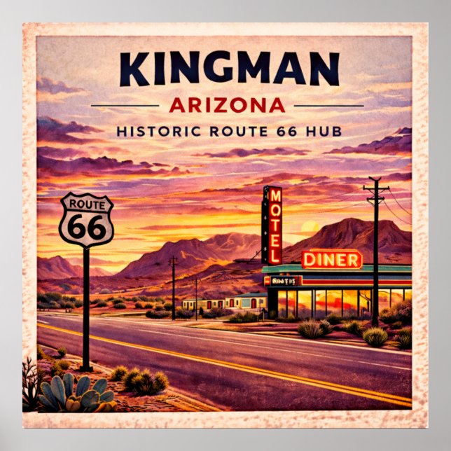 Affiche Kingman Arizona Route 66 Vintage (Devant)