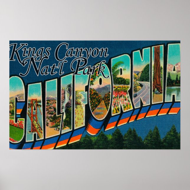 Affiche Kings Canyon Nat'l Park, CA - Grandes lettres (Devant)