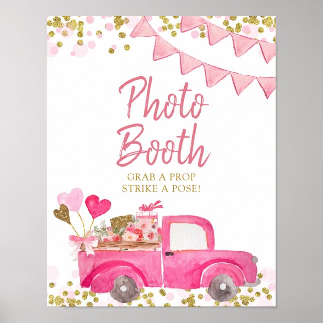 Affiche Kiosque Photobooth Camion Saint-Valentin Chéri (Devant)