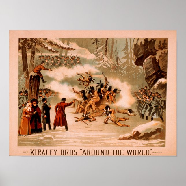 Affiche Kiralfy "Autour du monde" Massacre indien (Devant)