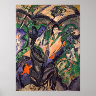 Affiche Kirchner - Couple sous parapluie japonais