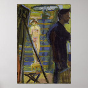 Affiche Kirchner - Erich Heckel Et Modèle Dans Le Studio 1