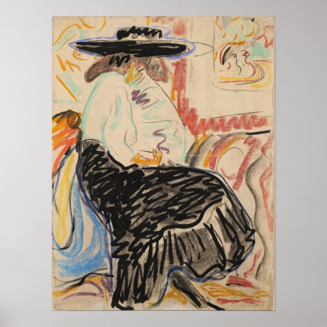 Affiche Kirchner - Femme assise dans l'atelier (Devant)