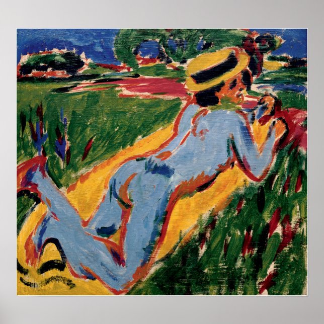 Affiche Kirchner - Figure Bleu Allongé Avec Chapeau de Pai (Devant)