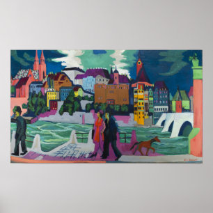 Affiche Kirchner - Vue de Bâle et du Rhin