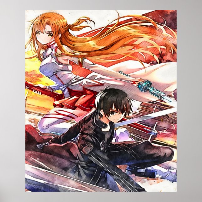 Affiche Kirito Asuna - SAO (Devant)