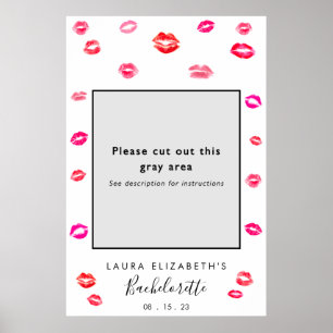 Affiche Kiss Lipstick Bachelorette Party Photo Booth Frame