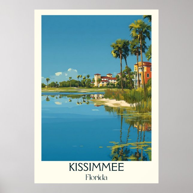 Affiche Kissimmee Floride Vintage Lakefront Travel Art (Devant)