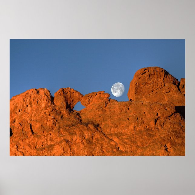 Affiche Kissing Camels Rock Formation avec Pleine lune (Devant)