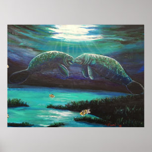 Affiche Kissing Manatees