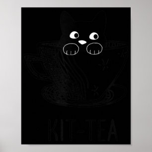 Affiche Kit Amoureux des chats Thé Cute Et Fun Chat Noir
