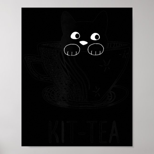 Affiche Kit Amoureux des chats Thé Cute Et Fun Chat Noir (Devant)