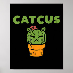 Affiche Kit Cactus Mignon Plante Succulente Chat Femmes Fi
