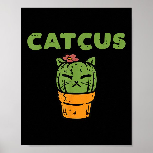 Affiche Kit Cactus Mignon Plante Succulente Chat Femmes Fi (Devant)