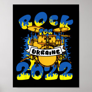 Affiche Kit de batterie Rock For Ukraine Instrument Drapea