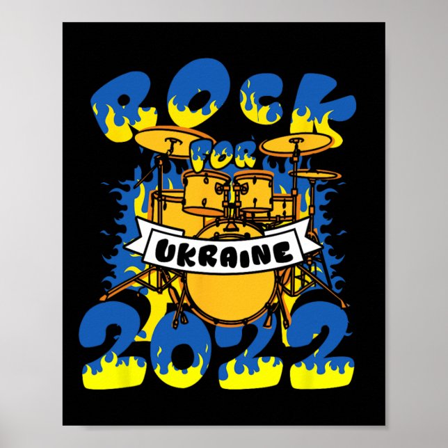 Affiche Kit de batterie Rock For Ukraine Instrument Drapea (Devant)